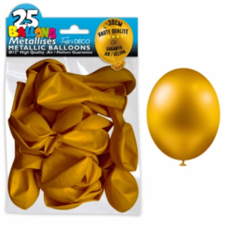 Sachet de 25 ballons latex métallisés Or