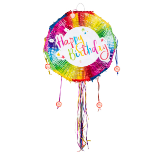 Pc. Piñata à tirer 'Happy Birthday' (44 x 44 x 9 cm)