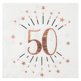 Serviette Âge étincelant rose gold 50 ans