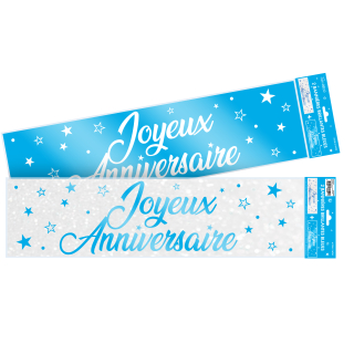 Bannières Joyeux Anniversaire Métallique - Couleur : Bleues