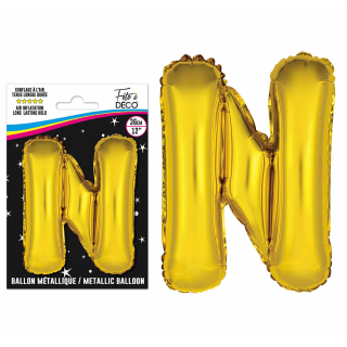 Ballons métalliques OR lettre - Toutes les lettres, le # et le & : N<br/>