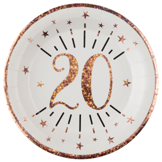 Assiette Âge étincelant rose gold 20 ans