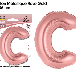 Ballon métallique Rose Gold Lettres et Symboles - Toutes les lettres, le # et le & : C