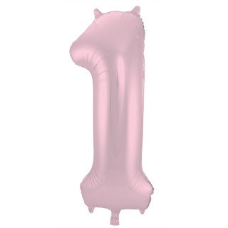 Ballon aluminium Chiffre 1 Rose Pastel Mate Métallique - 86 cm