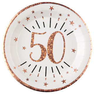 Assiette Âge étincelant rose gold 50 ans