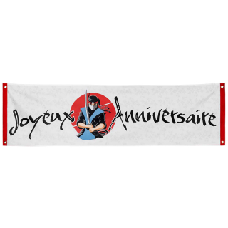 Bannière en polyester Ninja 'Joyeux Anniversaire' (50x180 cm)