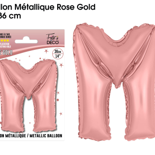 Ballon métallique Rose Gold Lettres et Symboles - Toutes les lettres, le # et le & : M