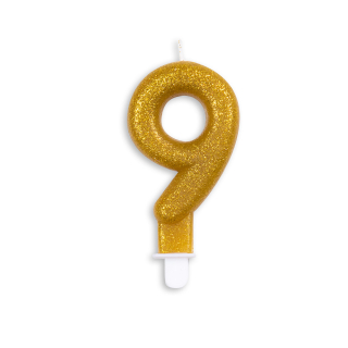 Number candle glitter gold nr. 9