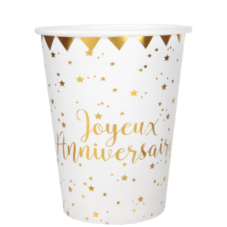 Gobelet Joyeux Anniversaire Blanc