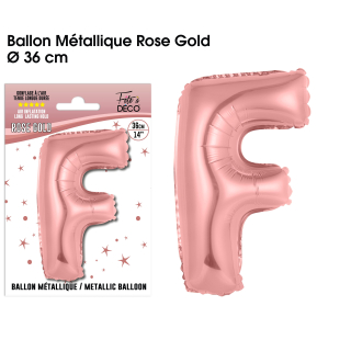 Ballon métallique Rose Gold Lettres et Symboles - Toutes les lettres, le # et le & : F