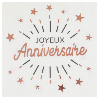 Serviette Anniversaire Etincelant Rose gold