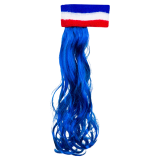 Bandeau tricolore avec cheveux bleu France