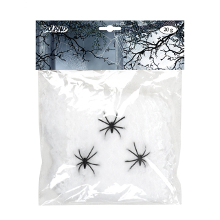 Toile araignée 20 g avec 3 araignées
