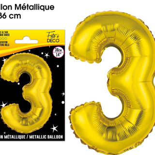 Ballons métalliques OR chiffre - Tous les chiffres : 3