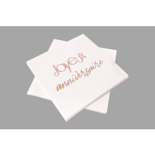 SERVIETTE PAPIER IMP. METAL JOYEUX ANNIVERSAIRE 33 cm x 33 cm - 3 plis (x 20) ROG