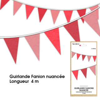 Guirlande Fanion Nuancée - Couleur : Rouge