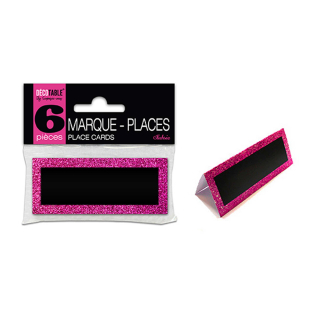 6 Marque-places pailletés couleur