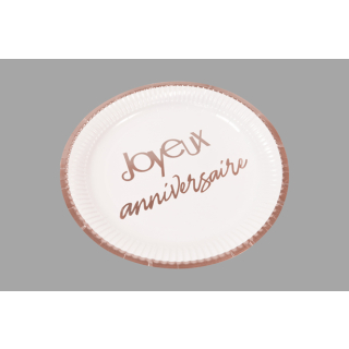 ASSIETTE GM CARTON IMPRESSION METALLISEE JOYEUX ANNIVERSAIRE 23cm - 300g (x 6) ROG