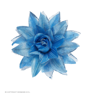 Clip pour cheveux fleur bleue brillante