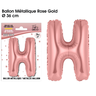 Ballon métallique Rose Gold Lettres et Symboles - Toutes les lettres, le # et le & : H