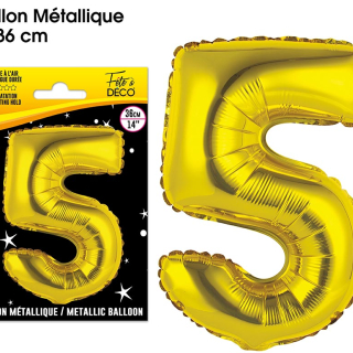 Ballons métalliques OR chiffre - Tous les chiffres : 5