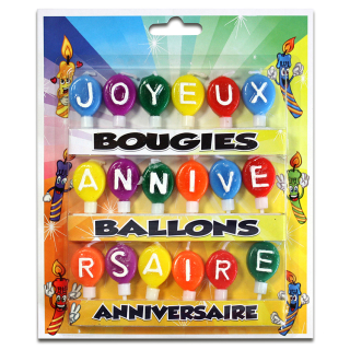 Bougies ballons Joyeux Anniversaire