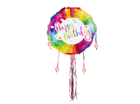 Pc. Piñata à tirer 'Happy Birthday' (44 x 44 x 9 cm)