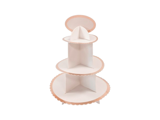 Support cup cake 3 etages bords metallises rose gold