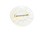 Assiette en carton "Communion" impression métallisée or
