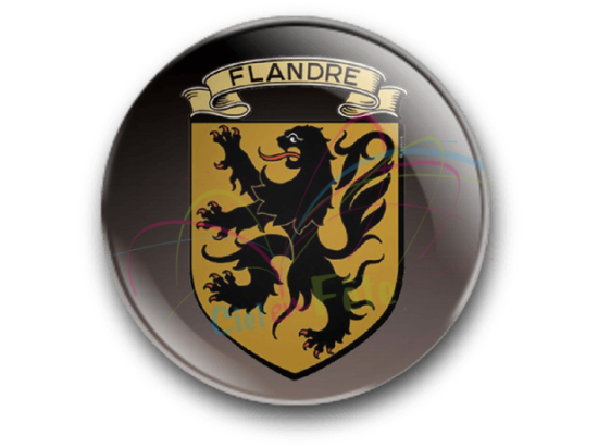 Badge ecusson lion des flandre (fond noir)