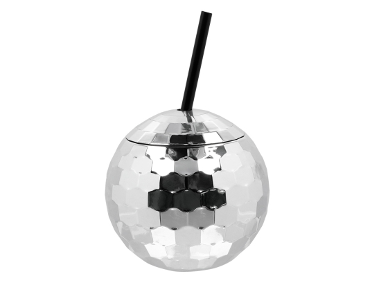 Pc. Gobelet boule disco avec paille argent 650ml Tropique