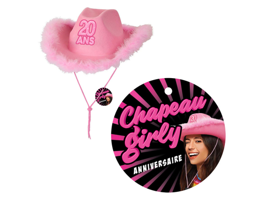 Chapeau Girly Anniversaire Rose - Tous les évènements de la vie : 20 ans