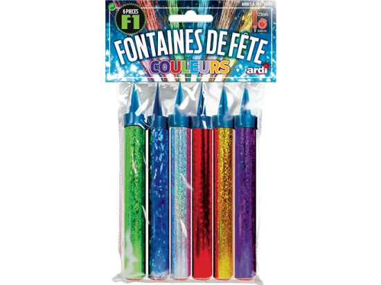 SACHET DE 6 FONTAINES COULEURS ASSORTIES 95mm