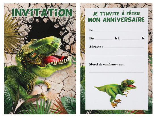 Carte invitation Dinosaure Multicolore