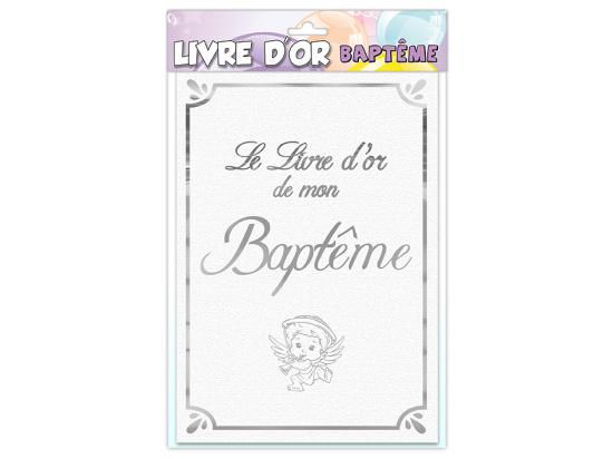 Livre d'or "Baptême" impression métallisé argent