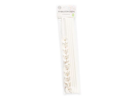 10 Balloon sticks paper 40cm white