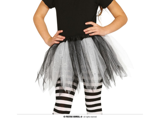 TUTU ENFANT BLANC-NOIR BRILLANT 30 CMS