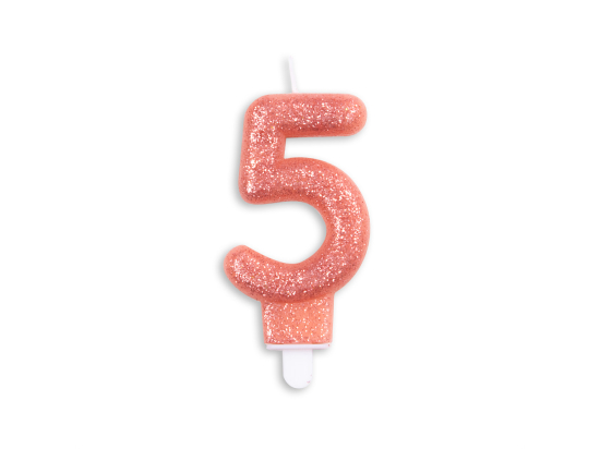 Number candle glitter rose gold nr. 5