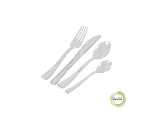 MENAGERE 6 FOURCHETTES+6 COUTEAUX+6 CUILLERES+6 PETITES CUILLERES PS TRANSPARENT