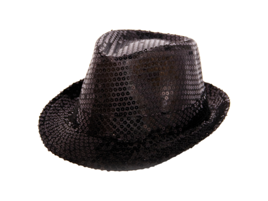 Chapeau Trilby Métallique Noir avec Paillettes