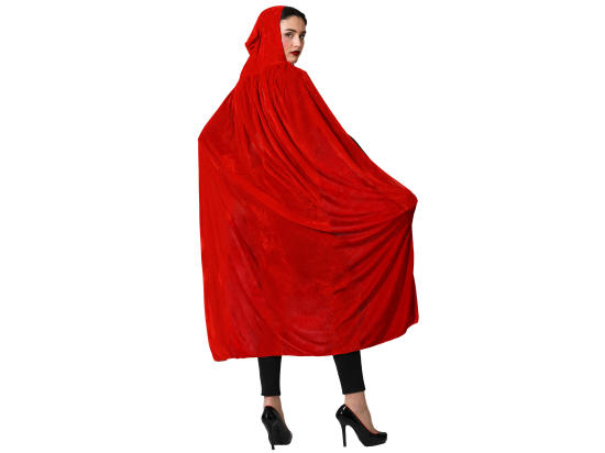 S/RAB/CART. CAPE À CAPUCHE 140CM VELOURS ROUGE