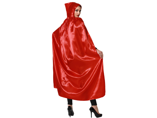 S/RAB. CAPE À CAPUCHE 140CM SATIN ROUGE