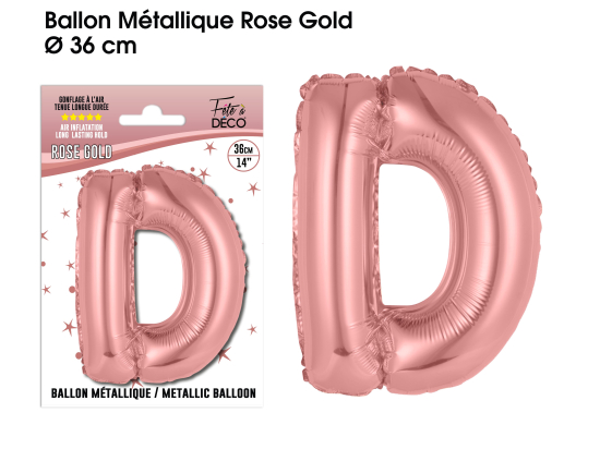 Ballon métallique Rose Gold Lettres et Symboles - Toutes les lettres, le # et le & : D