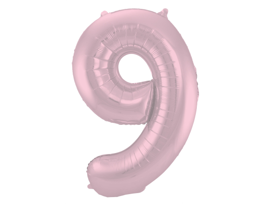 Ballon aluminium Chiffre 9 Rose Pastel Mate Métallique - 86 cm