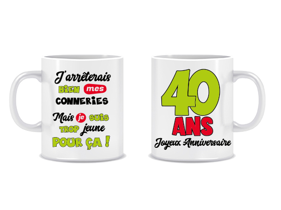 Mug Anniversaire Mixte - Tous les évènements de la vie : 40 ans<br/>