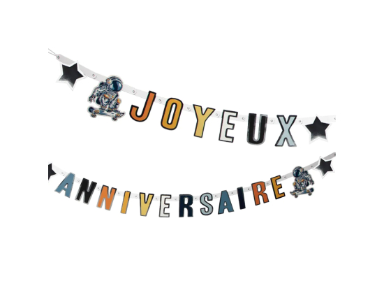 Guirlande de lettre en carton Espace 'Joyeux Anniversaire' (250 cm)