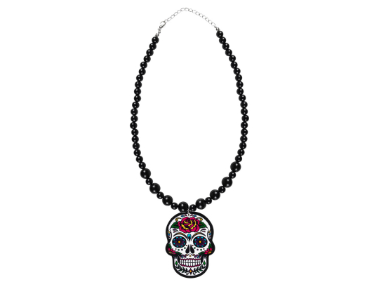 Collier de Perles avec Pendentif Tête de Mort