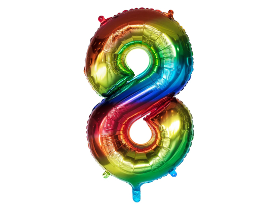 Ballon en aluminium '8' arc-en-ciel