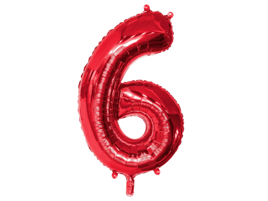 Ballon en aluminium '6' rouge