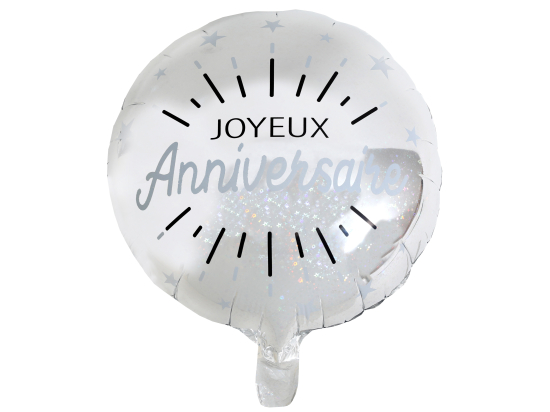 Ballon Alu Anniversaire Etincelant Argent